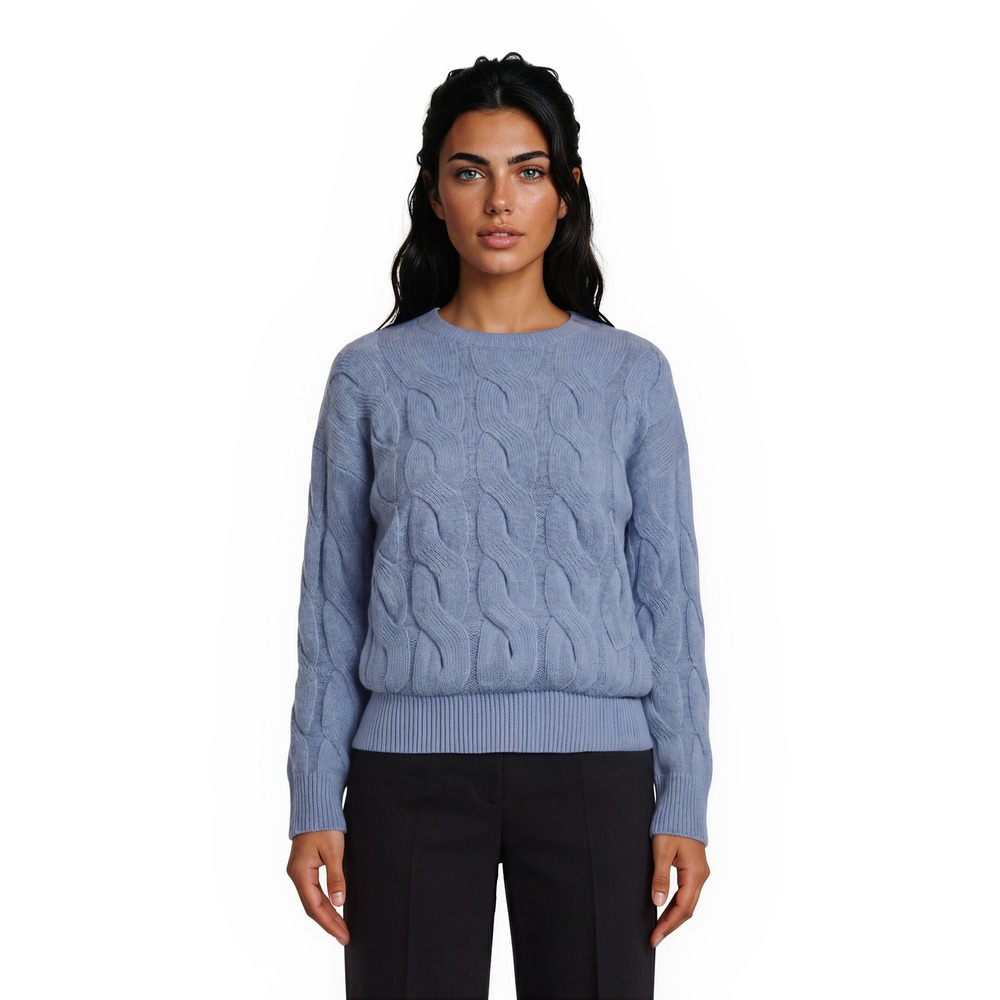 Vineyard Vines 100% Cashmere Cable Knit Sweater Women's‎ Size Small Blue Crew